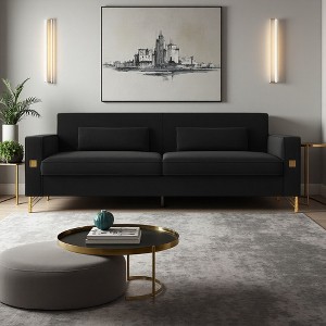3-Seat Luxury Modern Sofa with Gold Accents - 1 of 4