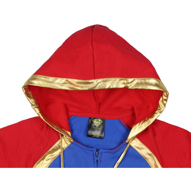 DC Comics Superman Junior Women's Hooded Zippered Costume S Logo Jacket, 4 of 6