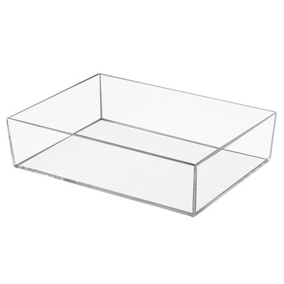 mDesign Plastic Bathroom Vanity Storage Organizer Tray Holder - 2 Pack - Clear