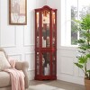 Vynxaria Gleaming Cherry Crown Corner Curio Cabinet - 3 of 4