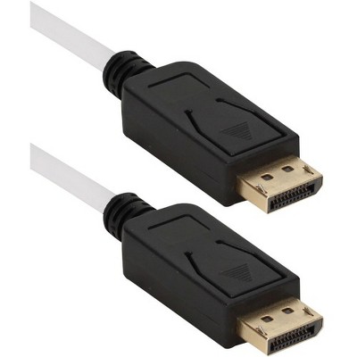 QVS 10ft DisplayPort UltraHD 4K White Cable with Black Connectors & Latches