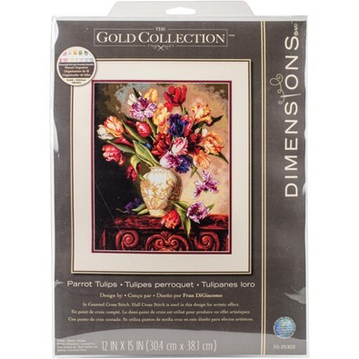 Dimensions Gold Collection Counted Cross Stitch Kit 12"X15"-Parrot Tulips (18 Count)
