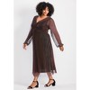 Avenue Women's Plus Size Pleated Plisse Blouson Sleeve Dress - 4 of 4