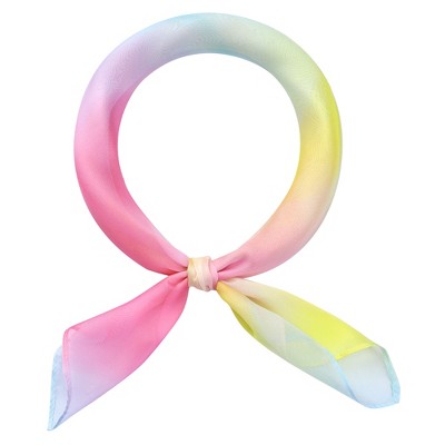 INSPIRE CHIC Women's Chiffon Colorful Gradient Square Soft Sheer Neck Scarves 1Pc