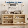 70.8" Mid Century Modern Buffet Cabinet w/ 4 Doors - Wood Coffee Bar & Media Credenza for Living Room, Kitchen, Hallway Storage - 3 of 4