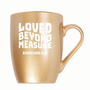 Elanze Designs Loved Beyond Measure Ephesians 3:19 10 ounce New Bone China Coffee Tea Cup Mug, Vegas Gold - 1 of 4