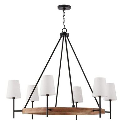 Capital Lighting Jonah 6 - Light Chandelier in  Light Wood/Matte Black