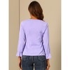 INSPIRE CHIC Women's Office Work Ruffle V Neck Long Sleeve Chiffon Peasant Blouse - 4 of 4