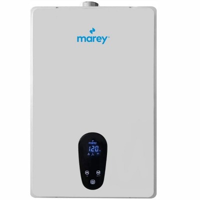 Marey GA20CSANG High Efficiency Residential Natural Gas Tankless Water Heater with 3 Points of Use, LED Touchscreen, and Overheating Protection, White