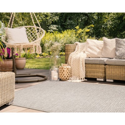 Ivory Flat Woven Synthetic Indoor/Outdoor Rug 3'3" x 4'11"