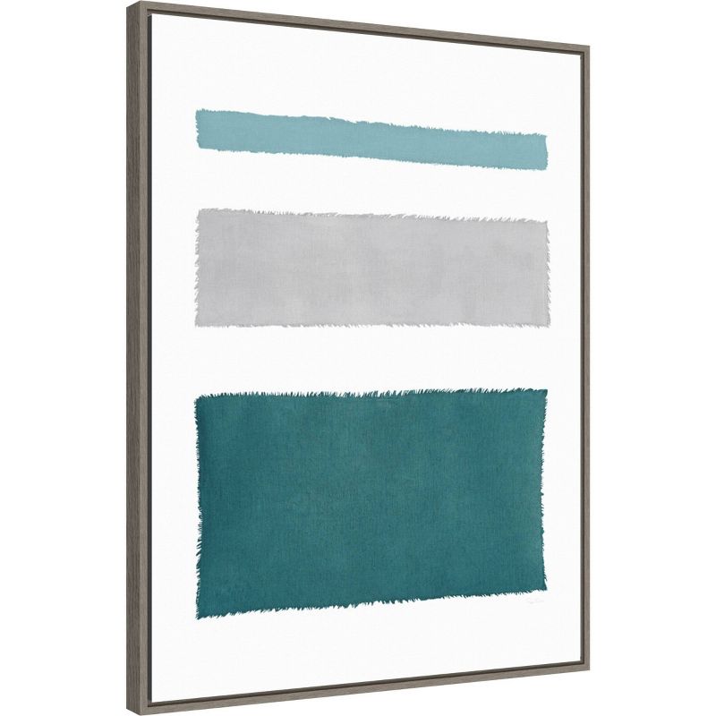 22&#34; x 30&#34; Painted Weaving IV Blue Green by Piper Rhue Framed Canvas Wall Art Gray Wash - Amanti Art, 3 of 11