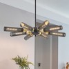 HANPURE 34'' Industrial Sputnik Chandelier, 8-Light Black/Gold Pendant with Mesh Shades, E26 Base, Adjustable Height for Dining/Living Room/Kitchen - 4 of 4