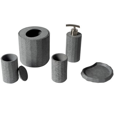 ALFI ABCO1022 5 Piece Solid Concrete Gray Matte Bathroom Accessory Set