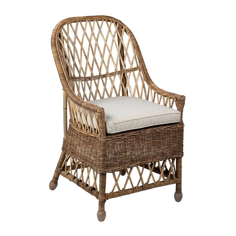 Monika Rattan Dining Chair Gray - East at Main, 1 of 10