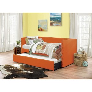 NicBex Twin Size Upholstered Nailhead Trim Daybed with Pull-out Trundle for Bedroom,Living Room,Apartment - 1 of 4