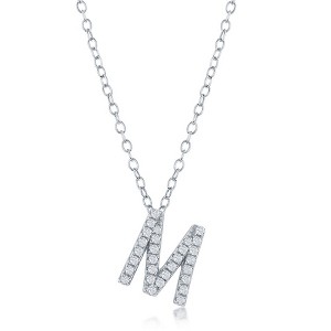Bella Silver Sterling Silver Micro Pave  Initial 18" Pendant Necklace - 1 of 2
