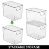 mDesign Slim Plastic Stacking Kitchen Bin Box, Handles/Lid, 6 Pack, Clear, USA Made - 4 of 4