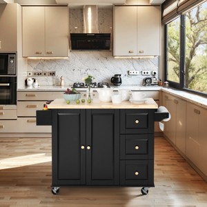 Finnhomy Mobile Kitchen Island with Drop Leaf - 1 of 4