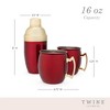 Twine Red Moscow Mule Mug and Cocktail Shaker Gift Set, Holiday Barware Gifts, Cobbler Shaker, Mule Mugs, Red, Gold, Stainless Steel - 3 of 4