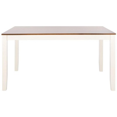 Silio 57" White and Natural Farmhouse Dining Table