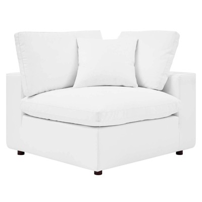 Commix White Vegan Leather Overstuffed Loveseat