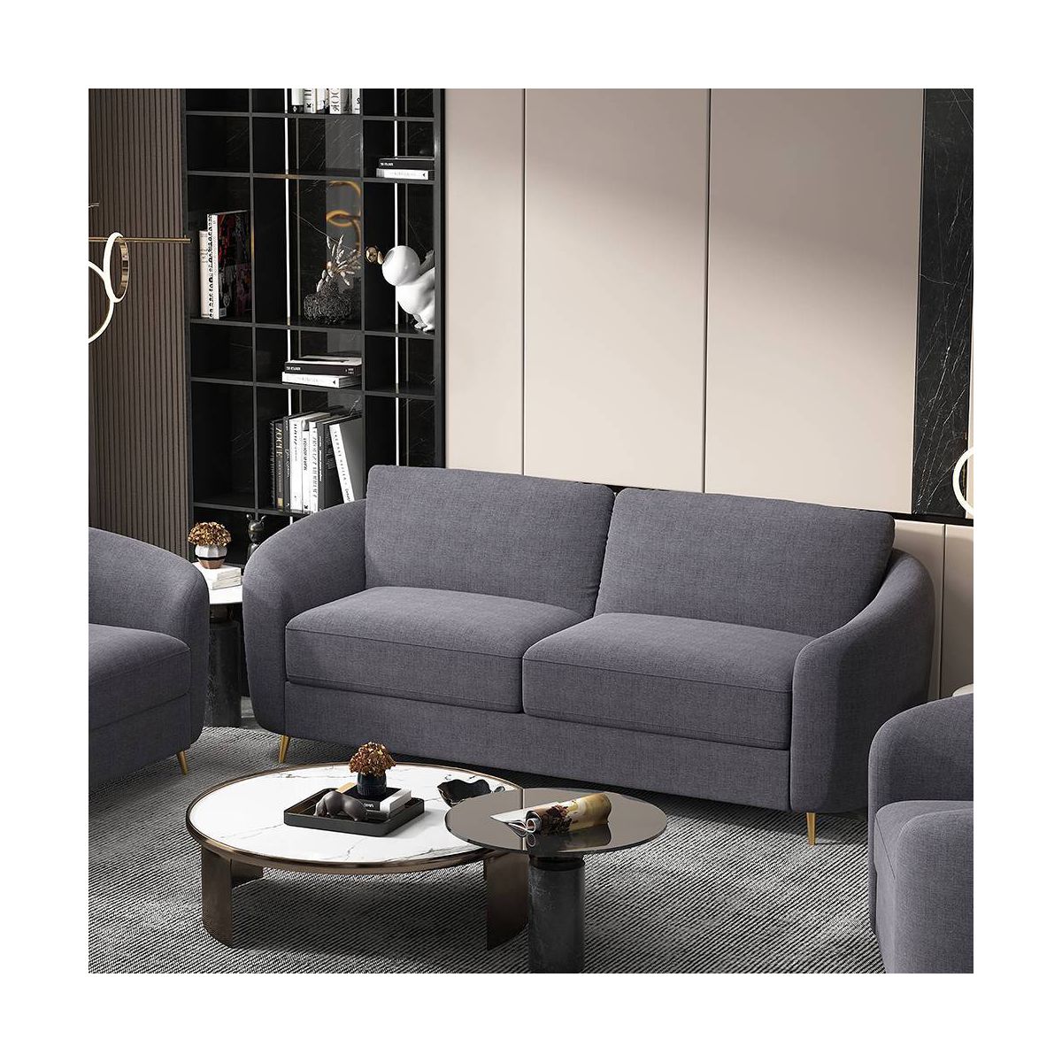 80" Yuina Sofa Gray Linen - Acme Furniture: Chrome Metal Legs, Pocket Coil Seat, Wood Frame - thumbnail 6