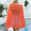 Women Crochet Cardigan Tie Front Long Sleeve Lightweight Cover Up Oversized Hollow Out Summer Cardigans - 3 of 4
