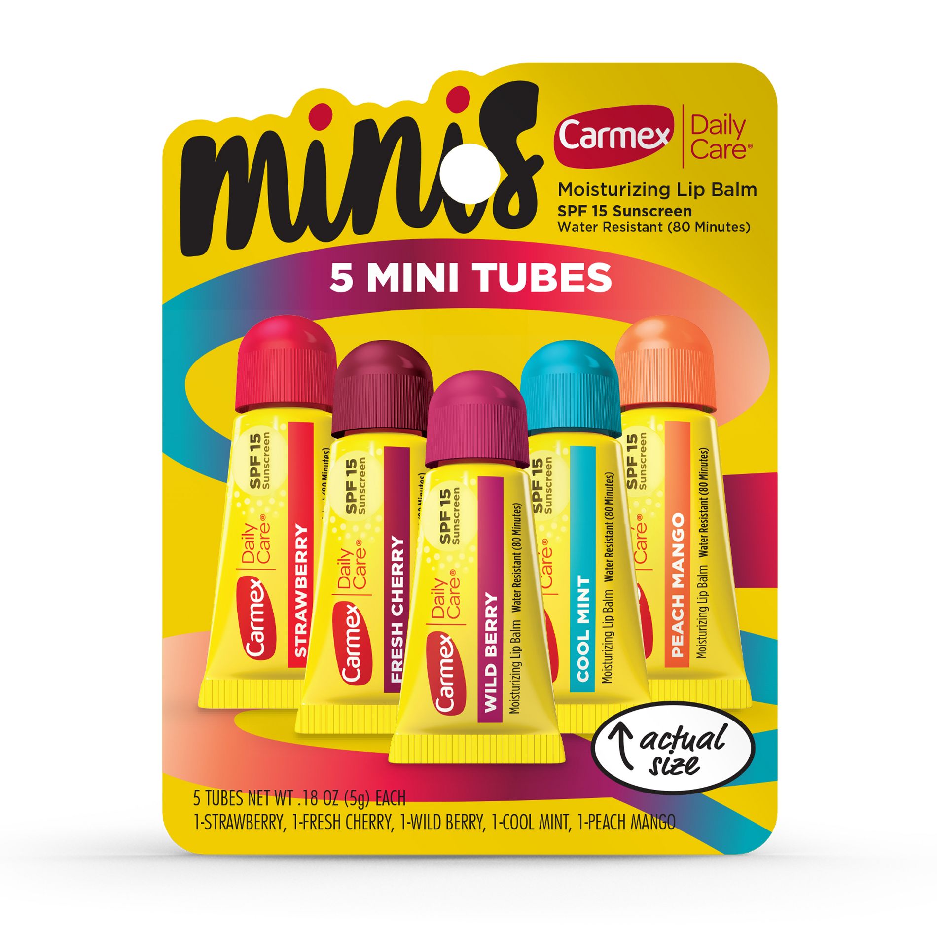 Carmex Daily Care Mini Moisturizing Lip Balm - Assorted Flavors - SPF 15 - 0.9oz/5ct