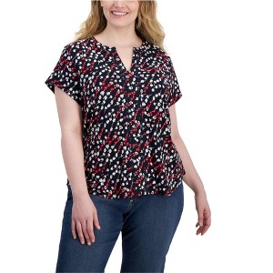 Tommy Hilfiger Womens Ditsy Floral Peasant Blouse - 1 of 1