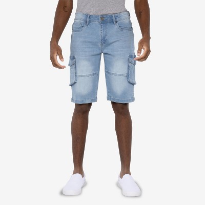 X RAY Men's 12"Inseam Denim Cargo Shorts
