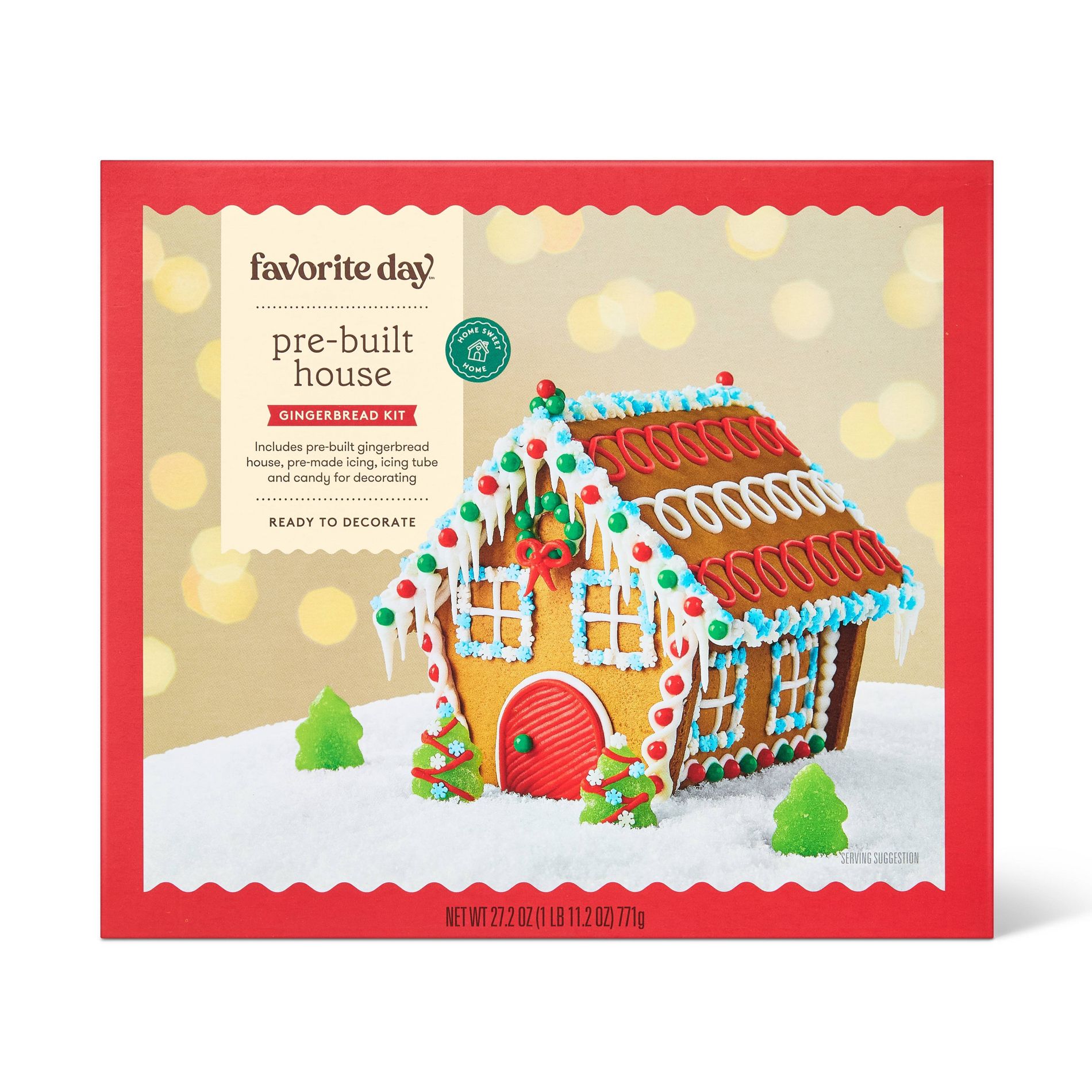 Christmas Pre-Built Gingerbread House Kit - 27.2oz - Favorite Day™