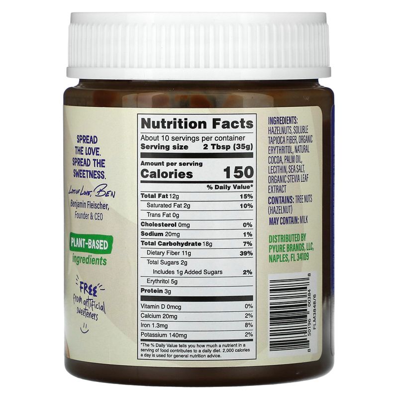 Pyure Hazelnut Spread with Cocoa, Non-GMO, Keto, Glute-Free, 13 oz (369 g), 2 of 3