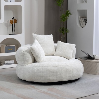VYNXARIA Lazy Sofa Durable Comfort Lounger High Back Bean Bag Chair Couch With Three Pillows,Beige Chenille