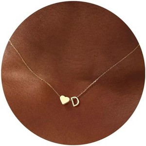 Initial Necklace - 18K Gold Plated Heart Pendant with A-Z Letters, Dainty Birthday Gift for Women and Teen Girls - 1 of 4