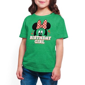 Girls' - Disney - Minnie Face Birthday Girl Short Sleeve Graphic T-Shirt - 1 of 3