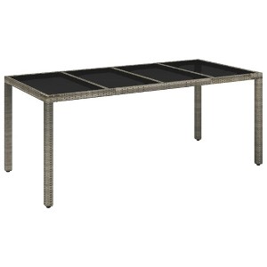 vidaXL Patio Table with Glass Top, Gray 74.8"x35.4"x29.5" Poly Rattan - 1 of 4