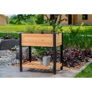 22"x35" Rectangular Wood Mezza Herb Farm Wood Garden Bed Light Brown - Vita: Insect-Resistant - 1 of 4