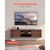 VEVOR Floating TV Stand, 60" Wall Mount Entertainment Center with Adjustable Shelf & Sliding Doors, 2 Tiers Floating TV Shelf, Brown - 3 of 4