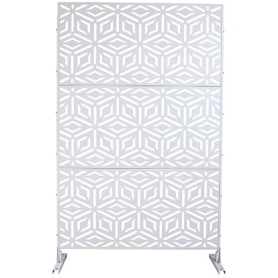 Vynxaria 76" Metal Privacy Screen - Freestanding Decorative Divider for Indoor & Outdoor Use
