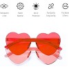 4E's Novelty Red and Pink Heart Sunglasses for Women, Transparent Light Pink & Red Color Rimless Glasses - 4 of 4