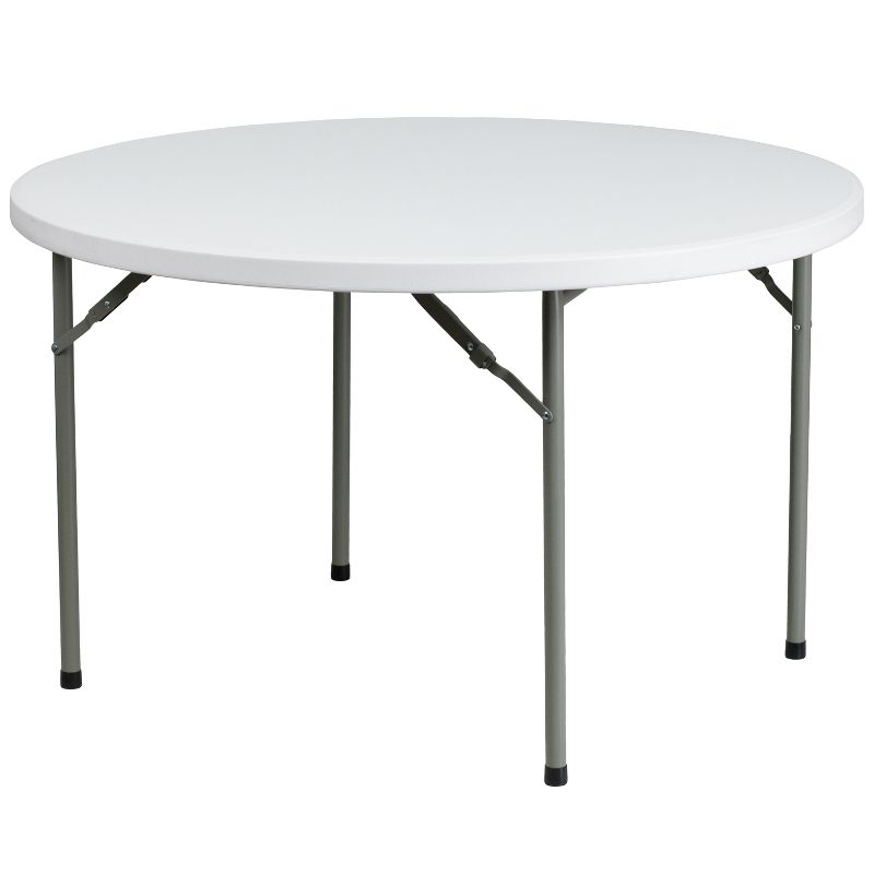Flash Furniture 4-Foot Round Granite White Plastic Folding Table, 1 of 7