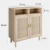 Rattan Sideboard Buffet Cabinets - 2-Door Storage with Shelf, Modern Dining Room, Coffee Bar Furniture, 36"H - 2 of 4