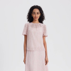 Women's Short Sleeve Semi-Sheer Jacquard Blouse - A New Day™ - 1 of 4