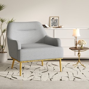 Modern Accent Chair Upholstered Armchair Single Sofa Chair Reading Chair with Curved Backrest and Gold Metal Legs - ModernLuxe - 1 of 4