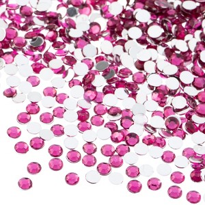 John Bead Acrylic Round Flat Back Faceted Rhinestones Craft Embellishments Fuchsia 4mm (SS16) 2000 Pieces - 1 of 4