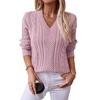 Women's Sweater Casual v Neck Long Sleeve Knit Tops Fall Winter Pullover Sweatshirts - 2 of 4