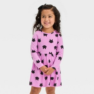 Toddler Girls' Long Sleeve Halloween Printed Dress - Cat & Jack™ - 1 of 3