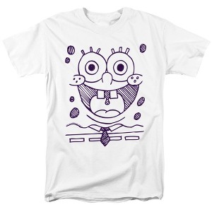 Spongebob Squarepants Spongebob Felt Pen Grin Adult T-Shirt White - 1 of 4