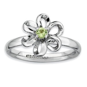 Black Bow Jewelry Silver Stackable 12mm .12 Carat Peridot Flower Ring - 1 of 4