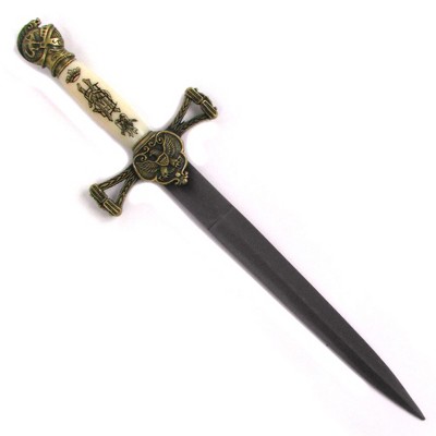 Fleming Supply Medieval Double-Edged Stainless Steel Dagger With Brass Trim